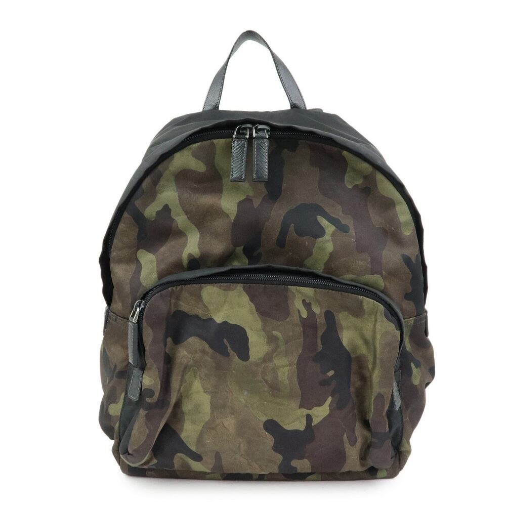 Prada Triangle Logo Nylon Leather Backpack Multicolor